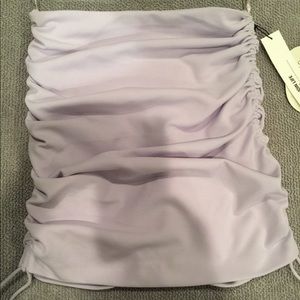 Zara Women's Ruched Strapless Top Lilac Lavender Zip Up  SMALL.  NWT